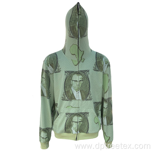 Custom Printing Men's Full Face Zip Up Streetwear Hoodie